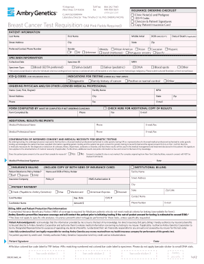 Breast Cancer Test Requisition Form