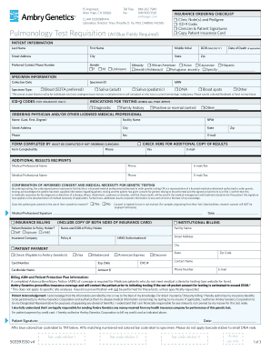 Pulmonology Test Requisition Form