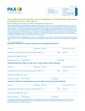 Coverdell Education Savings Account Application