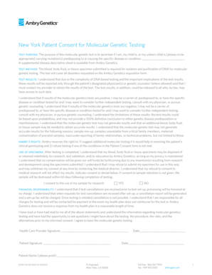New York Patient Consent for Molecular Genetic Testing