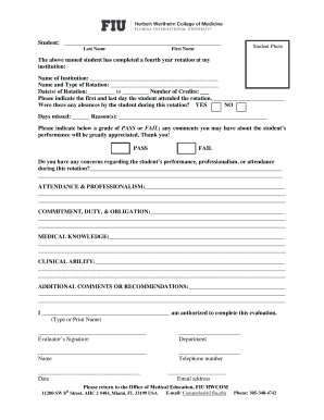 Student Rotation Evaluation Form