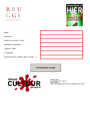 Aanmeldingsformulier dienst Cultuur