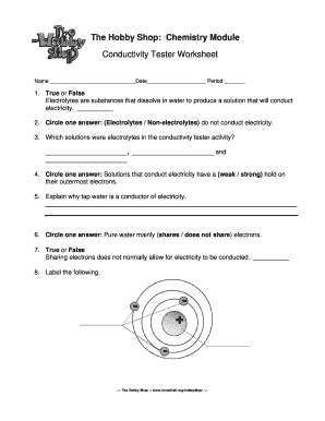Chemistry Conductivity Tester Worksheet