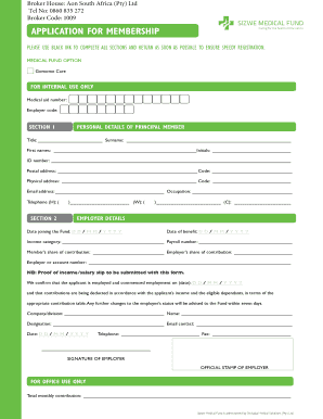 Sizwe Medical Fund Application Form