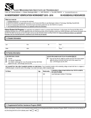 V6 Independent Verification Worksheet 2015-2016