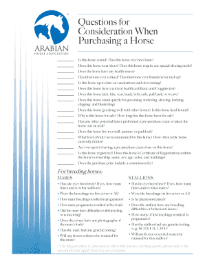 Horse Purchase Consideration Form