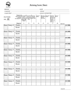 Reining Score Sheet
