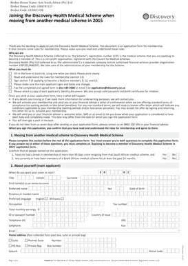Discovery Health Medical Scheme Application Form