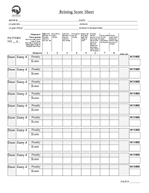 Reining Score Sheet