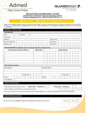 Admed Gap Insurance Application Form