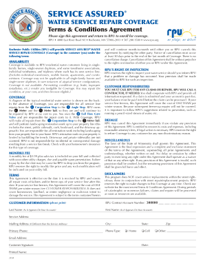 Service Assured Water Service Repair Coverage Agreement