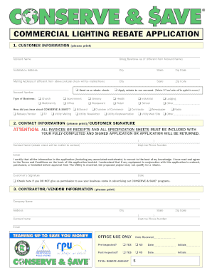 Commercial Lighting Rebate Application