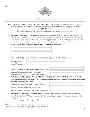 IBC Questionnaire Form