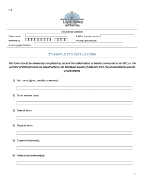 Stakeholder's Details Form