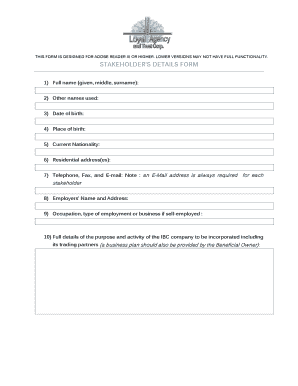 Stakeholder's Details Form