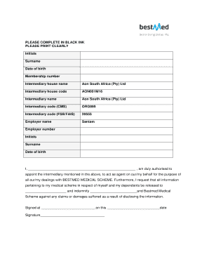 Bestmed Medical Scheme Authorization Form