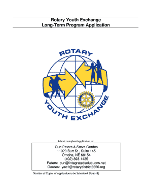 Rotary Youth Exchange Long-Term Program Application
