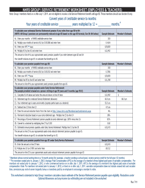 NHRS Group I Service Retirement Worksheet