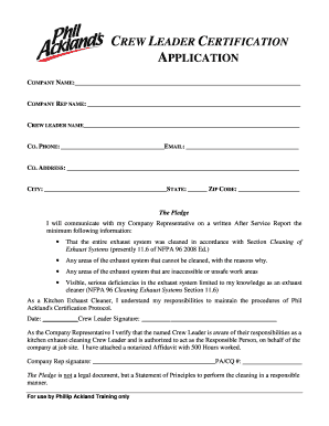 Crew Leader Certification Application