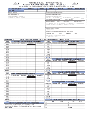 North Carolina Business Personal Property Listing