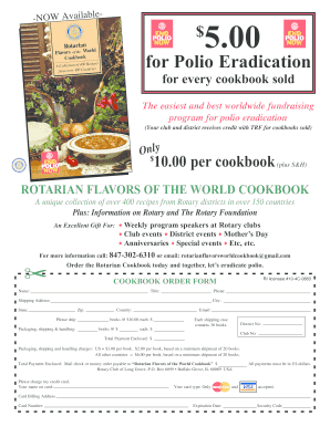 Rotarian Flavors of the World Cookbook Order Form