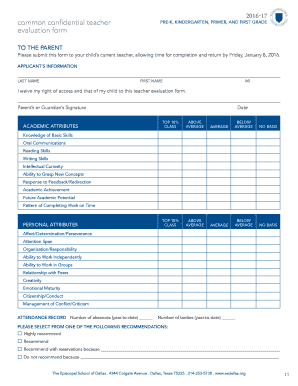 Teacher Evaluation Form