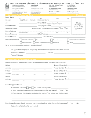 Independent Schools Admission Application