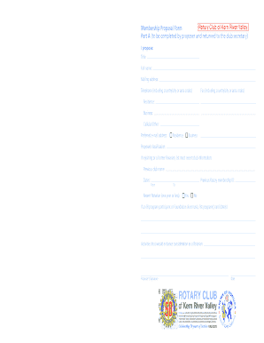 Rotary Club Membership Proposal Form