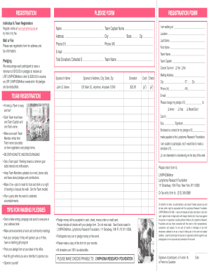 Lymphoma Research Foundation Registration Pledge Form