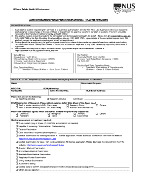Authorisation Form for Occupational Health Services
