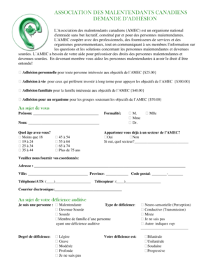 DEMANDE D’ADHÉSION