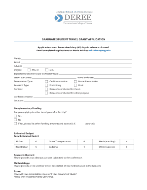 GRADUATE STUDENT TRAVEL GRANT APPLICATION