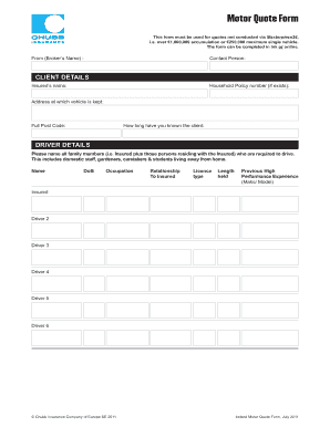 Ireland Motor Quote Form