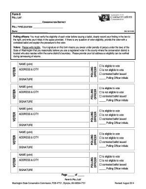 Washington Conservation District Poll List Form