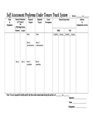 Tenure Track System Self Assessment Proforma