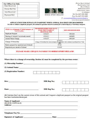 Application for Duplicate Horse Passport