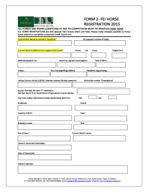 FEI Horse Registration Form 2015