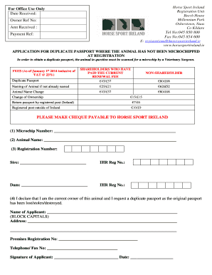 Horse Sport Ireland Duplicate Passport Application