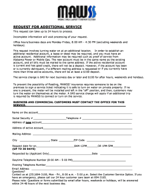 Request for Additional Water Service