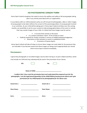 HSI Photographic Consent Form