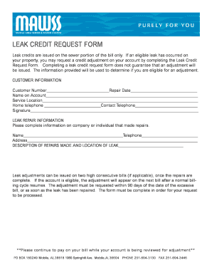 Leak Credit Request Form