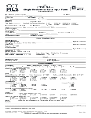 Single Residential Data Input Form