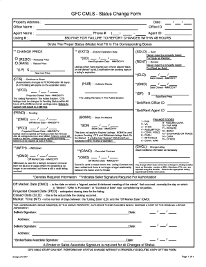 GFC CMLS Status Change Form
