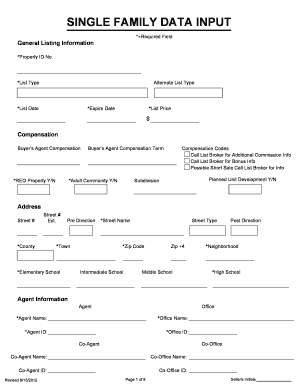 Single Family Property Listing Form