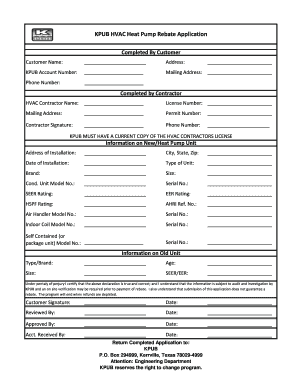 KPUB HVAC Heat Pump Rebate Application