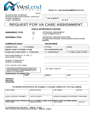 VA Appraisal Assignment Request Form