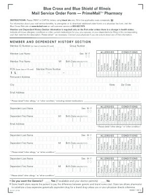 Blue Cross and Blue Shield of Illinois PrimeMail Pharmacy Order Form