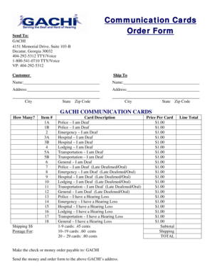 Communication Cards Order Form