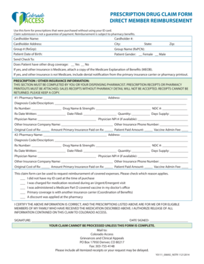 Prescription Drug Claim Form