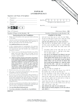 Anthropology Exam Paper III